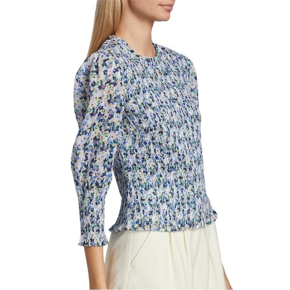 Veronica Beard 100% cotton Kali Smocked Top EUC - Picture 5 of 12